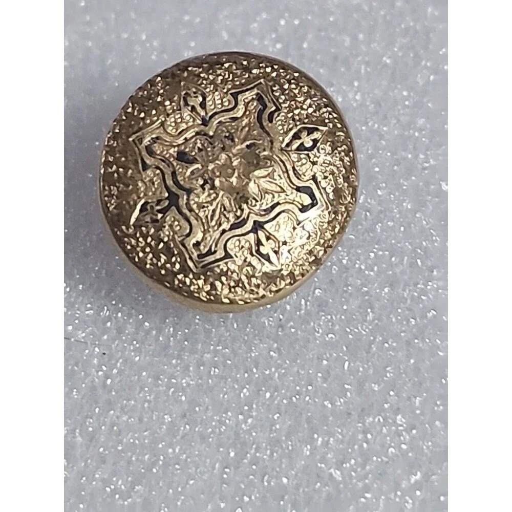 Vintage Brass Tone Etched Floral Metal Button ¾” Shank Art Nouveau Style - Picture 4 of 10